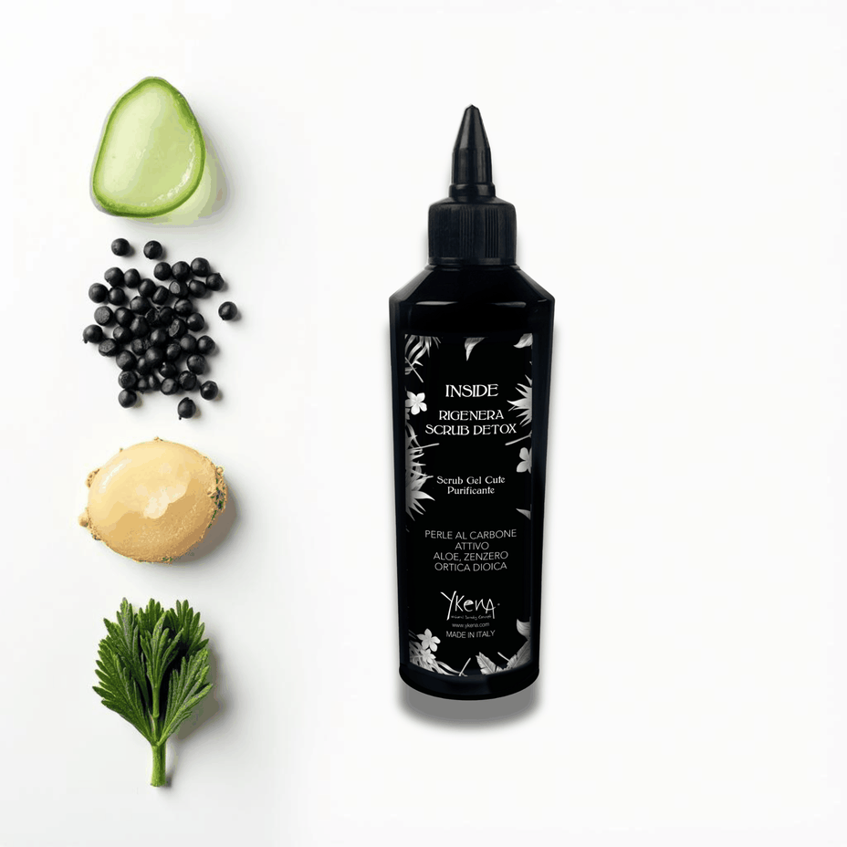 RIGENERA Scrub Detox Step 1 trattamento purificante per cuoio capelluto con carbone attivo, aloe, zenzero e ortica.